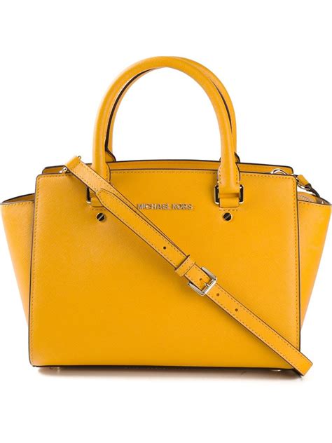 michael michael kors medium selma messenger yellow|selma saffiano leather medium satchel.